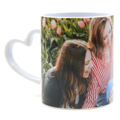 Mug ceramique blanc avec anse coeur